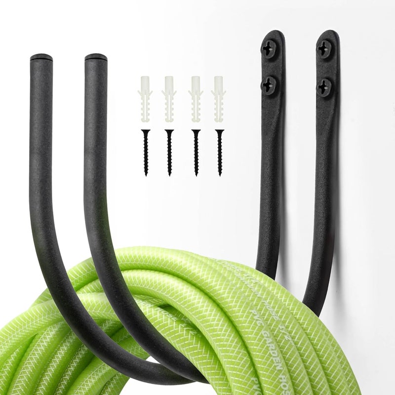Lifyzoon Garden Hose Holders Mount: Wall Mount Hose Hangers for Outside - 2Pcs Rust-Proof Water Hose Racks Hanging Hooks for Outside Garden Expandable Hose - Image 1
